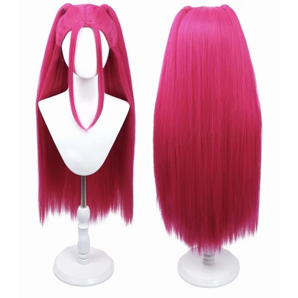 Pink Synthetic Wig K-Pop Style Heat Resistant Hair Straight